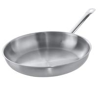 METRO Professional Sartén sin revestimiento, de acero inoxidable 18/10, con acabado satinado, Ø 32 cm, apta para inducción y horno máx. 240 °C, para uso privado/comercial, plateada