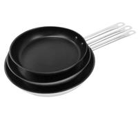 METRO Professional Set de 3 Sartenes Redondas, Acero Inoxidable, Ø 24/28 / 32 cm, Antiadherentes, APTAS para Inducción y Horno