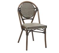 METRO Professional Silla apilable, Aluminio/ratán PE, marrón/Beige