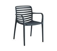 METRO Professional Silla Apilable Elaria con Reposabrazos, Polipropileno, Negro, 56x56x80 cm, Resistente UV