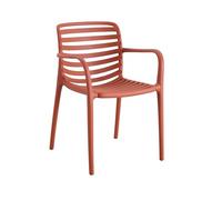 METRO Professional Silla Apilable Elaria con Reposabrazos, Polipropileno, Terracota, 56x56x80 cm, Resistente UV