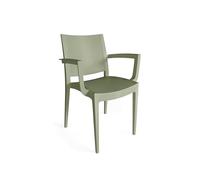 METRO Professional Silla con Reposabrazos Iluna, Polipropileno, Verde Oliva, Apilable, 80x59x51 cm, Uso Exterior