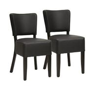 METRO Professional Silla de Comedor Tapizada Jack, Conjunto de 2 Sillas de Restaurante, Madera de Haya/Cuero Artificial, Capacidad de Carga de 110 kg, Negro