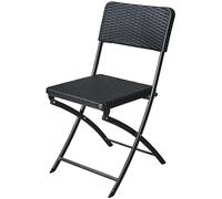 METRO Professional Silla de Exterior Plegable, Acero/Polietileno, 44 x 56 x 81 cm, Aspecto ratán, Negro, para terraza/Bar/Restaurante/Eventos, diseño Moderno, Resistente a la Intemperie