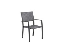 METRO Professional Silla de Jardín con Reposabrazos Balsario, Aluminio/Ratán Sintético, Apilable, para Exterior, Gris Piedra