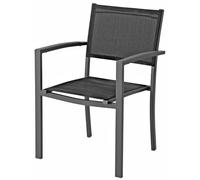 METRO Professional Silla de Jardín con Reposabrazos Brindisi, Aluminio/Tejido Sintético, Apilable, para Exterior, Gris Oscuro