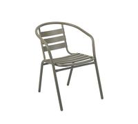 METRO Professional Silla de Jardín con Reposabrazos Narni, Aluminio, Apilable, para Exterior, Caqui
