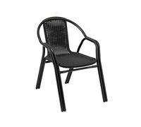 METRO Professional Silla de Jardín con Reposabrazos Narni, Aluminio/Ratán Sintético, Apilable, para Exterior, Negro