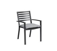 METRO Professional Silla de Jardín con Reposabrazos y Cojín, Aluminio, Apilable, para Exterior, Gris Oscuro (Gris Oscuro)