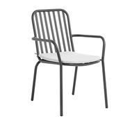 METRO Professional Silla de Jardín con Reposabrazos y Cojín Soto, Aluminio/Poliéster, Apilable, para Exterior, Gris Oscuro