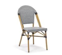 METRO Professional Silla de Jardín Estilo Parisino con Aspecto de Bambú, Aluminio/Tejido Sintético, Apilable, para Exterior, Blanco/Negro