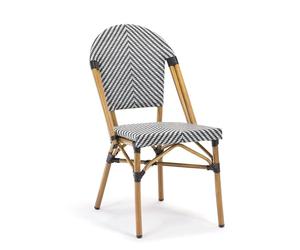 METRO Professional Silla de Jardín Estilo Parisino con Aspecto de Bambú, Aluminio/Tejido Sintético, Apilable, para Exterior, Blanco/Negro