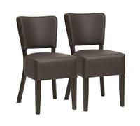 METRO Professional Silla de Restaurante Jack, Set de 2, Tapizada en Piel Artificial Marrón, Madera de Haya, 83 x 42 x 52 cm