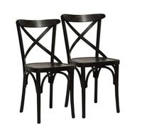 METRO Professional Sillas de Restaurante Cross, Madera de Haya, Marrón Wengué, Set de 2, 85 x 46 x 47 cm