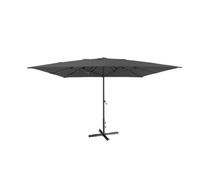 METRO Professional Sombrilla/Parasol de jardín/terraza, aluminio/poliester, con manivela, 4 x 4 m, cuadrado, hidrófuga, base incluida, negro