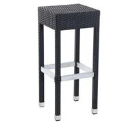 METRO Professional Taburete de Bar Barbados, Aluminio/ratán sintético, 34 x 34 x 76 cm, con reposapiés, Resistente a la Intemperie, Negro