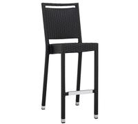 METRO Professional Taburete de Bar con Reposapiés Barbados, Aluminio/Ratán Sintético, Apilable, Silla para Exterior, Respaldo con Asa, Negro