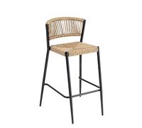 METRO Professional Taburete de Bar Lario, Aluminio/Ratán Sintético, Apilable, Silla para Exterior, Beige/Negro