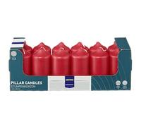 METRO Professional Vela de Pilar, Ø 48 x 100 mm, 12 unidades, tiempo de combustión aproximado de 21 horas, parafina 100%, para el hogar, celebraciones y gastronomía, rojo