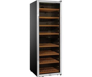 METRO Professional Vinoteca GWC1171D, acero inoxidable/vidrio, 8 estantes de madera, termostato digital, para 171 botellas de vino, con cerradura, negro/plateado