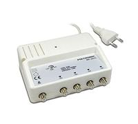 Metronic 332175 - Amplificador Antena TV de Interior para Canales TDT, Compatible 4G 28dB, 4 Salidas con Toma F Hembra, Blanco