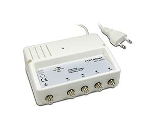 Metronic 332175 - Amplificador Antena TV de Interior para Canales TDT, Compatible 4G 28dB, 4 Salidas con Toma F Hembra, Blanco