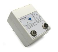 Metronic 340112 Amplificador de TV Fm/Vhf/Uhf para red digital terrestre con filtro 5G, 20 dB ajustable, 1 entrada/1 salida, blanco