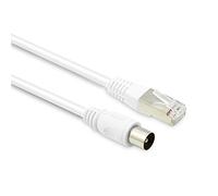 Metronic 395286 - Cable coaxial RJ45/TV (9,52 mm, conector macho a macho para recepción, TDT, satélite, decodificador, antena - Cable de 5 metros blindado de contacto dorado, color blanco