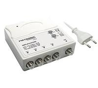 Metronic 414114 - Amplificador de Interior TV VHF/UHF para TDT con Filtro LTE, Compatible 5G, VHF 20 dB, UHF 28 dB, Ganancia Ajustable, 1 Entrada/4 Salidas Tipo F, Blanco