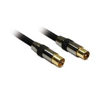 Metronic 419001 - Cable coaxial TV macho a hembra de 1,5 m, dorado/negro