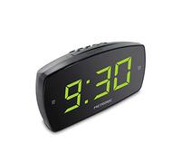 Metronic 477006 - Despertador Digital electrónico, Doble Alarma con Gran Pantalla LED Verde, luminosidad Ajustable, Brillo, Snooze, alimentación eléctrica, Negro