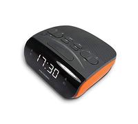 Metronic 477034 - Radio Despertador Digital con Reloj LED Blanco para sobremesa con función Doble Alarma, Sleep/Snooze y sintonizador Radio Am/FM con Memoria para 20 emisoras