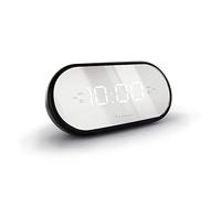 Metronic 477037 - Radio Despertador Digital Pantalla Espejo con Reloj LED para sobremesa con función Doble Alarma Radio ó Buzzer, Sleep/Snooze y sintonizador Radio Am/FM con Memoria para 10 emisoras