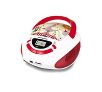 Metronic 477145 - Reproductor de CD portátil, Lector CD portatil con Toma USB/SD para MP3 / AUX Jack 3,5mm, Toma Auricular, 6W, Circus Blanco/Rojo
