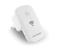 Metronic 495437 - Repetidor y Amplificador WiFi Largo Alcance 300Mbps, 2.4GHz, Extensor Señal Con Modo Ap/WPS, Compatible Con Routers y Fibra, 2 Puertos Ethernet