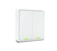 Metronic 495714 - Interruptor Inteligente inalámbrico sin Cable Zigbee/Wi-Fi, 2 pulsadores, 3 acciones programables para casa Inteligente, Blanco