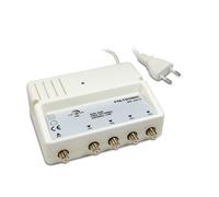 Metronic 432175 - Amplificador señal de Antena TV, Compatible 4G/5G, 28dB, 4 Salidas con Toma F, Interior, Blanco