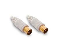 Metronic Cable de TV coaxial de 9,52 mm macho/hembra+adaptador macho/macho - blanco 438025
