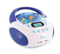 Metronic - Mooov 477170 - Reproductor de CD portátil, Lector CD portatil con Toma USB/SD para MP3 / AUX Jack 3,5mm, Toma Auricular, 6W Ocean, Blanco/Azul