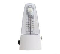 Metrónomo de torre analógica con mecanismo de bobinado y campana para guitarra, bajo, violín, batería, piano, práctica y consistencia del ritmo (blanco)