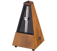 Metrónomo Wittner Taktell Sistema de forma piramidal Maelzel Serie 800 - Estuche de madera maciza - Marrón nogal alto brillo 803 - Bobinado mecánico - Fabricado en Alemania
