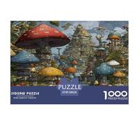 Metrópolis del Bosque de Hongos Puzle Juguete EduGatoivo Decoración del Hogar 1000 Piezas Ciudad de los Cuentos de Hadas Rompecabezas Imposible Juego De Habilidad para Adultos 38x26cm/1000pcs