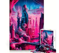 Metrópolis Galáctica Neón para Adultos, Rompecabezas de 1000 Piezas, Juguete Inteligente, Tiempo Libre, Arte de Corte Preciso, Coleccionable (38x52cm)