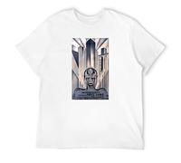 Metropolis T Shirt Men's Cotton Novelty T-Shirts Fritz Lang Movie Robot Science Film tee Shirt Short Sleeve Clothing T-Shirt White XL