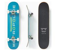 Metropollie - Skateboard Completo Azul - Monopatín para Niños Adolescentes Adultos Principiantes, Tabla de 7 Capas 100% Madera de Arce Canadiense, Rodamientos ABEC-5 Ruedas de 52MM y Lija Jessup.