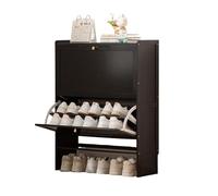 METTEOR Bamboo Shoe Rack with Foldable Doors - Tall Entryway nizer Multi-Tier Storage for Narrow Hallways or Bedrooms - Stylish & Functional (D 50x87cm)