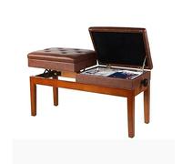 METTEOR Taburete de Piano Ajustable de Dos plazas, Taburete Guzheng Ajustable con estantería, Altura Ajustable: 55-65 cm, marrón.