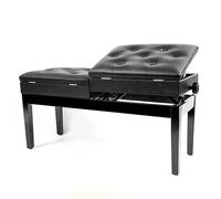 METTEOR Taburete de Piano Ajustable de Dos plazas, Taburete Guzheng Ajustable con estantería, Altura Ajustable: 55-65 cm, marrón, marrón (Negro)