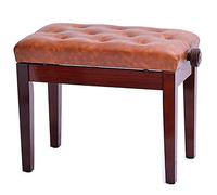 METTEOR Taburete de Piano, Banco para Teclado, Madera Maciza, Individual, Doble, con estantería, elevable, Guzheng (Teca, 55 x 35 x 46 cm)
