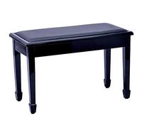 METTEOR Taburete de Piano con Banco para Teclado, de Madera Maciza, Doble, con estantería y Tres Patas (Negro, 175 x 34 x 49 cm)